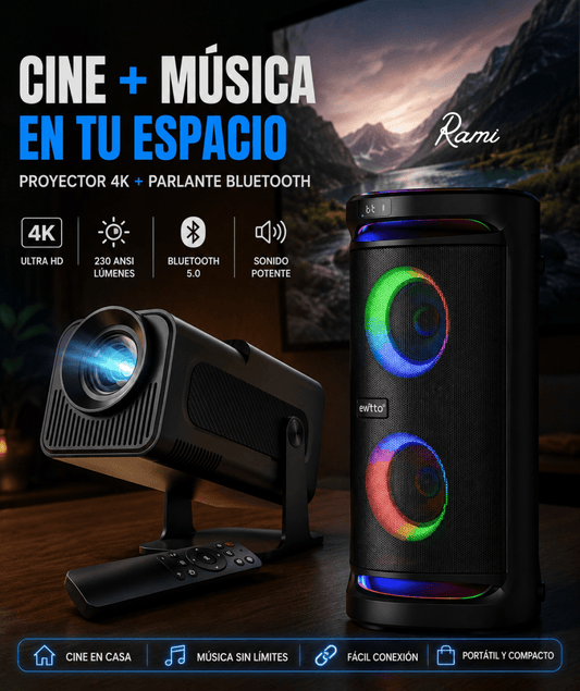 Promoción Mundialera • Parlante Destructor y Proyector Arturitu 130 RMS y 4K (150") - Rami Chile