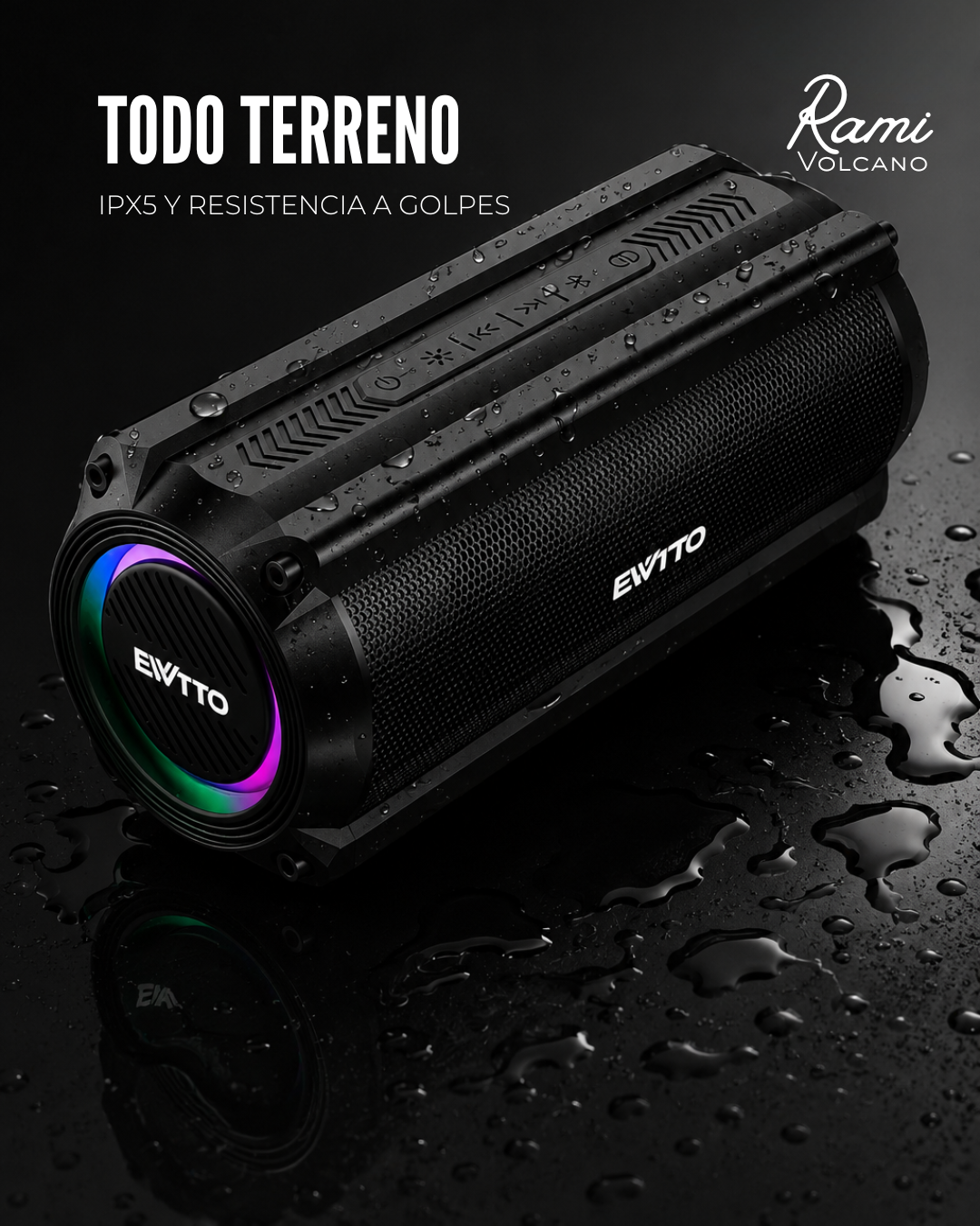 Rami Volcano | Parlante Bluetooth Portátil 50W RMS + Bolso Rígido