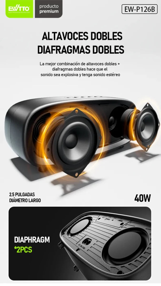 BESTIA® - Parlante Bluetooth EWTTO 40W P126BC - Rami Chile