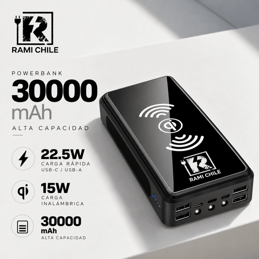 Cargador Portátil Rami® Carga Inalámbrica 30.000mAh 22.5W - Rami Chile