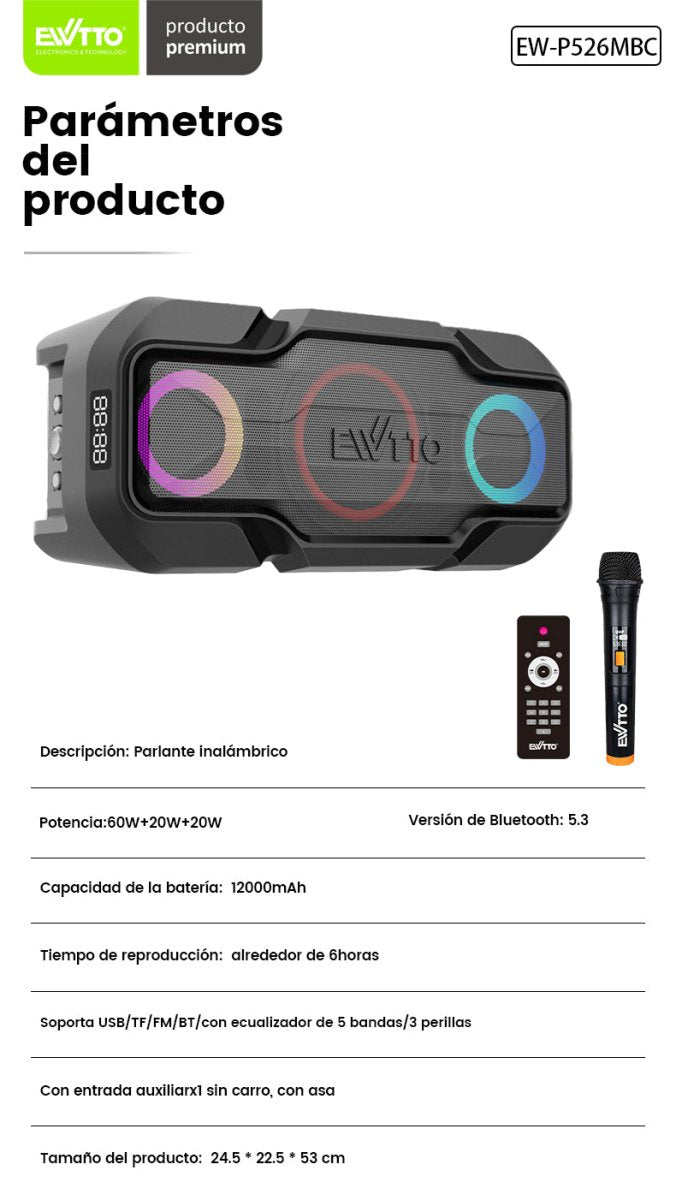 Rami® Rey Midas| Parlante Bluetooth 110W RMS - Rami Chile